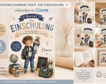 Personalized back-to-school card for boys – editable Canva template for printing, digital download