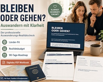 Auswandern Workbook – Bleiben oder Gehen? Realitätscheck für Paare & Familien