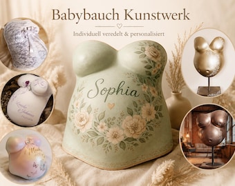 Baby bump artwork made from plaster cast – personalized pregnancy keepsake, handcrafted unique piece made to order