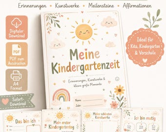 Printable Kindergarten Portfolio PDF – My Kindergarten Time Memory Folder A4, 93 pages, Digital Download for Daycare & Preschool