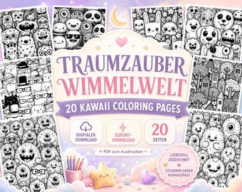 20 Kawaii Monster Coloring Pages for Kids | Printable Coloring Pages PDF | Cute Monster Coloring Pages | Instant Download