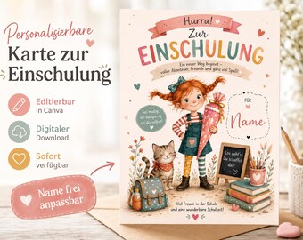 Personalized back-to-school card – Canva template for editing and printing, digital download