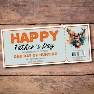 Editable Happy Father&#39;s Day Hunting Gift Certificate Template Printable Dad Hunting Trip Personalized Voucher Ticket Coupon Instant Download