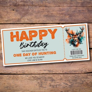 Editable Happy Birthday Hunting Gift Certificate Template Printable One Day Hunting Trip Personalized Voucher Ticket Coupon Instant Download