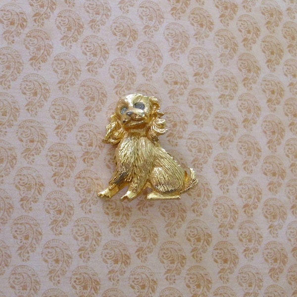 Vintage Blue Eyed Puppy Brooch