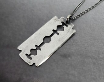 Large RAZOR BLADE necklace