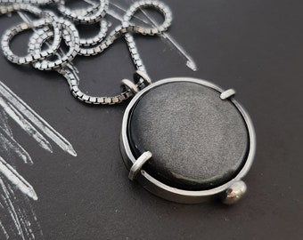 OBSCURITY necklace with silver sheen obsidian