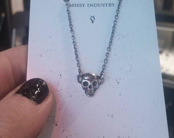 SALE- Tiny silver skull necklace
