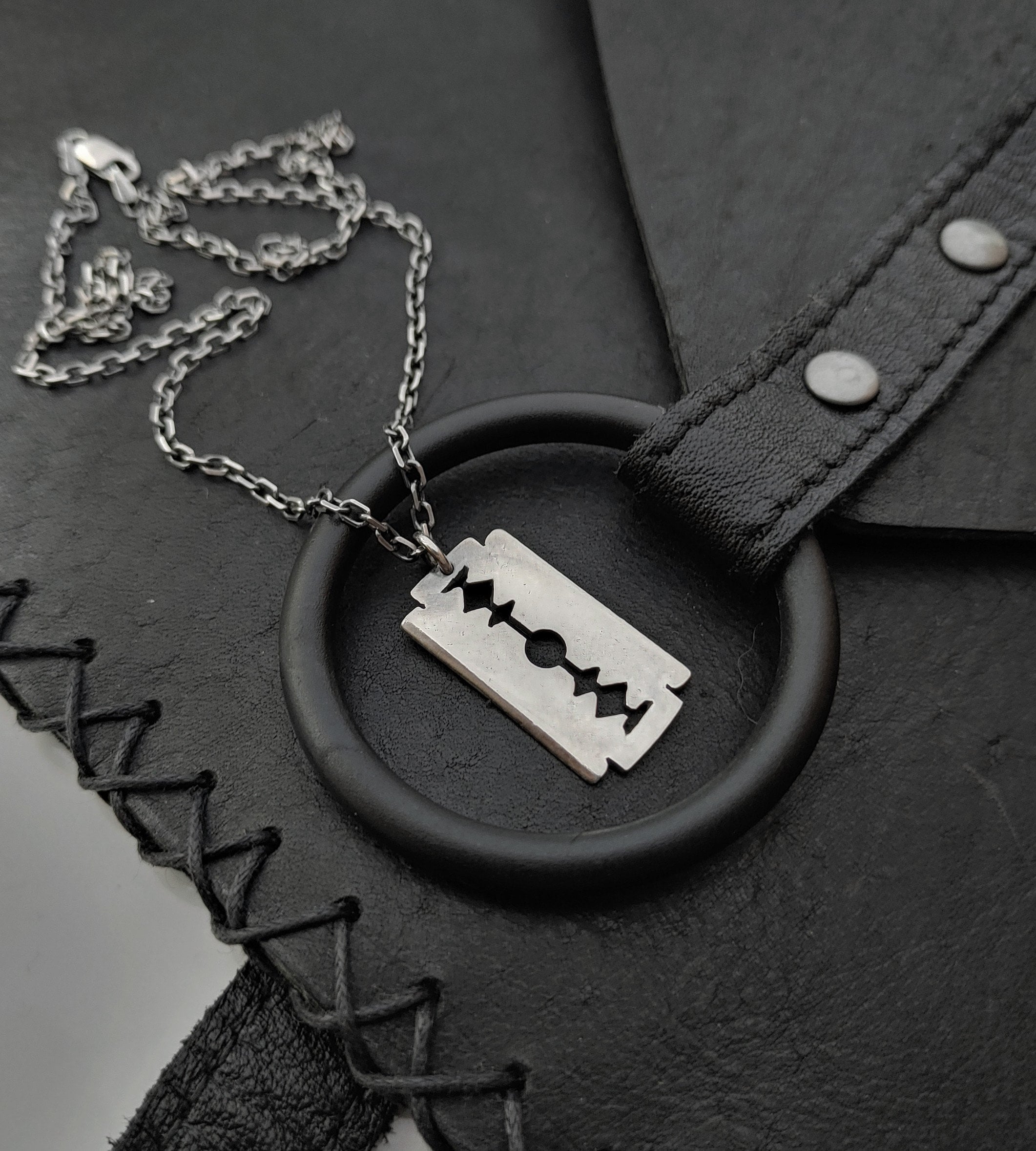 Razor blade heart necklace sale