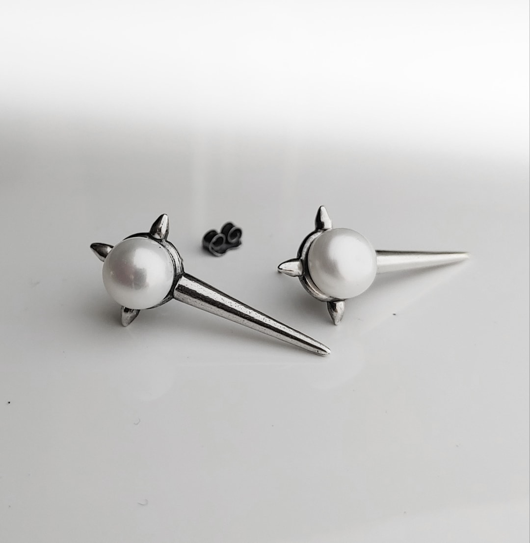 MACE White Pearl Post Earrings Etsy