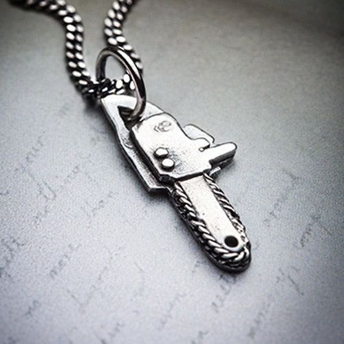 Chainsaw Initial Necklace Chainsaw Jewelry Power Tool Etsy