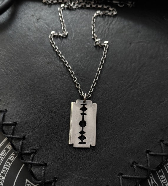 Razor blade necklace best sale silver