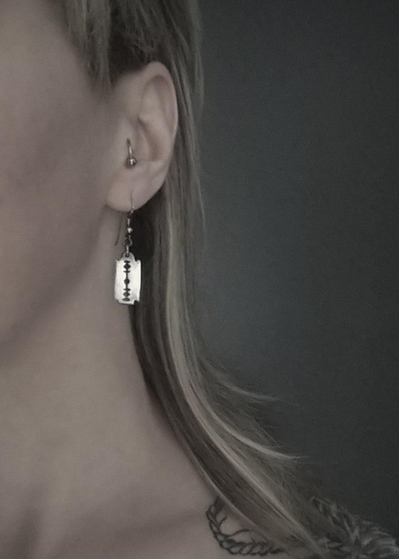 RAZOR BLADE earrings Etsy