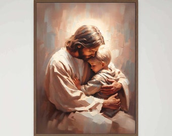 Sacred Bond, Christian Painting, Jesus with Boy, Jesus Prints, LDS Painting, Bible Painting, Jesus with Children, Jesus Printable, Jesus Art