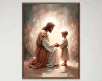Trust Your Savior, Christian Painting, Jesus with Boy, Jesus Wall Art, LDS Printable, Bible Art, Jesus and Kids Art, Jesus Painting