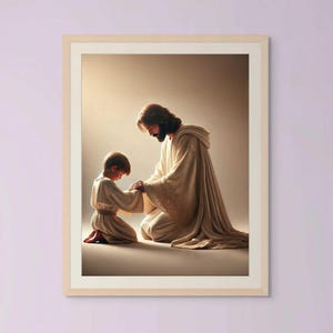 Prayers with the Savior | Instant Download | Jesus with Boy | Christian Picture | Nursery Children Art | LDS Prints | Jesus Poster