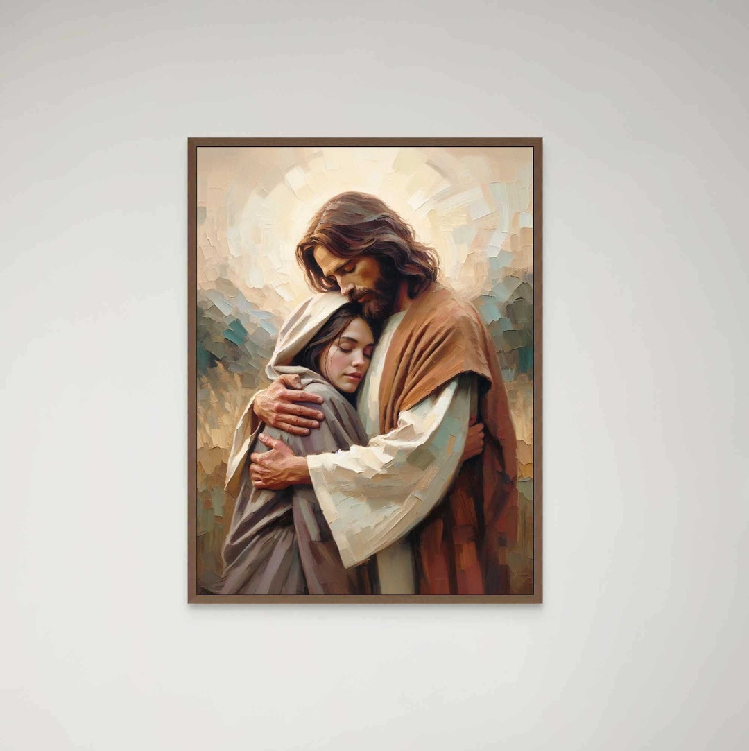 Supported by Him, Modern Christian Art, Jesus and Girl, Jesus Wall Art ...