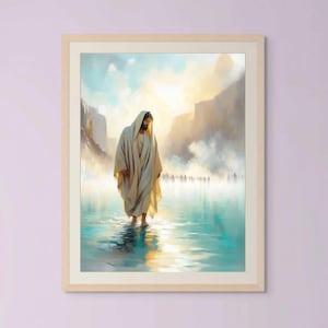 Jesus Miracle, Christian Painting, Jesus Walking on Water, Jesus Art, LDS Prints, Bible Wall Art, Jesus Watercolor, Christian Wall Art