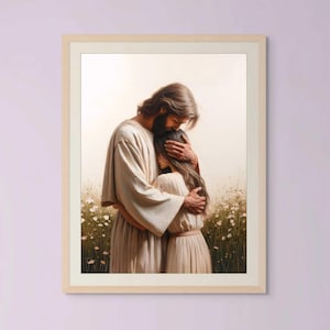 Your Savior, Christian Art, Jesus Hugging Woman, Jesus Art, LDS Art, Bible Painting, Jesus Heals a Woman, Jesus Picture, Religious Prints