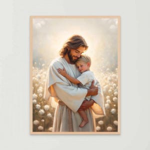 Light of Love, Christian Wall Art, Jesus Hugging Boy, Jesus Art, LDS Print, Bible Art, Jesus with Children, Jesus Wall Art, Christian Prints