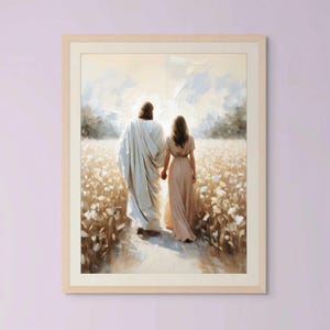 Close to Him, Christian Art, Jesus Walking with Woman, Jesus Prints, LDS Wall Art, Bible Verse Wall Art, Jesus with Woman, Jesus Watercolour