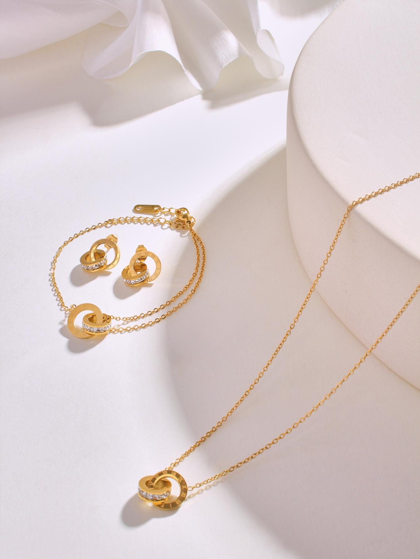 Parure Mariage PLABBDPL - Collier Et Boucles D'Oreilles Strass Cristal - Vintage Pour Mariée Et Demoiselle D'Honneur