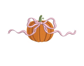 Pumpkin with Bow Embroidery Design - Fall Machine File