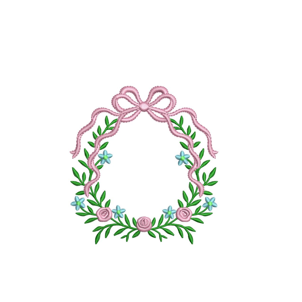 Rose Design Ribbon Floral Rose Ribbon Wreath Embroidery Design: Elegant Monogram Frame ...