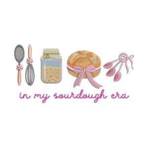 Diseño de bordado de masa madre para amantes de la repostería con masa madre. Archivo de bordado a máquina para ella. PES Cooking Era EXP Sourdough Embroidery DST.