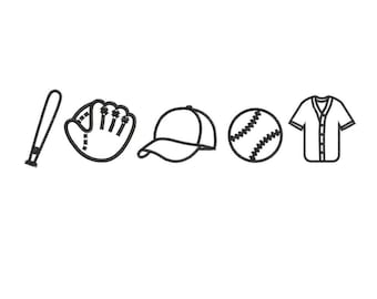 Little League Baseball Embroidery Design For Kid Sport Baseball Icon Machine Embroidery File DST Baseball Bat PES Mitt Cap EXP Sport Basebal