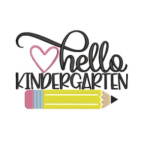 Kindergarten Back to School Embroidery Design First Day of School PES Embroidery File First Kindergarten School Day Machine Embroidery File