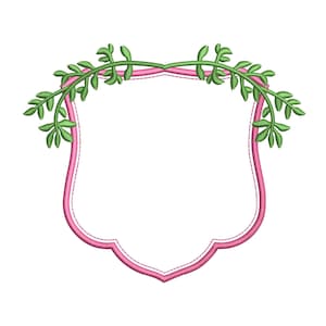 Simple Crest Frame Embroidery Design Grandmillennial Crest Frame Embroidery File For DST Baby Door Hanger PES Wedding Banner Crest Frame EXP