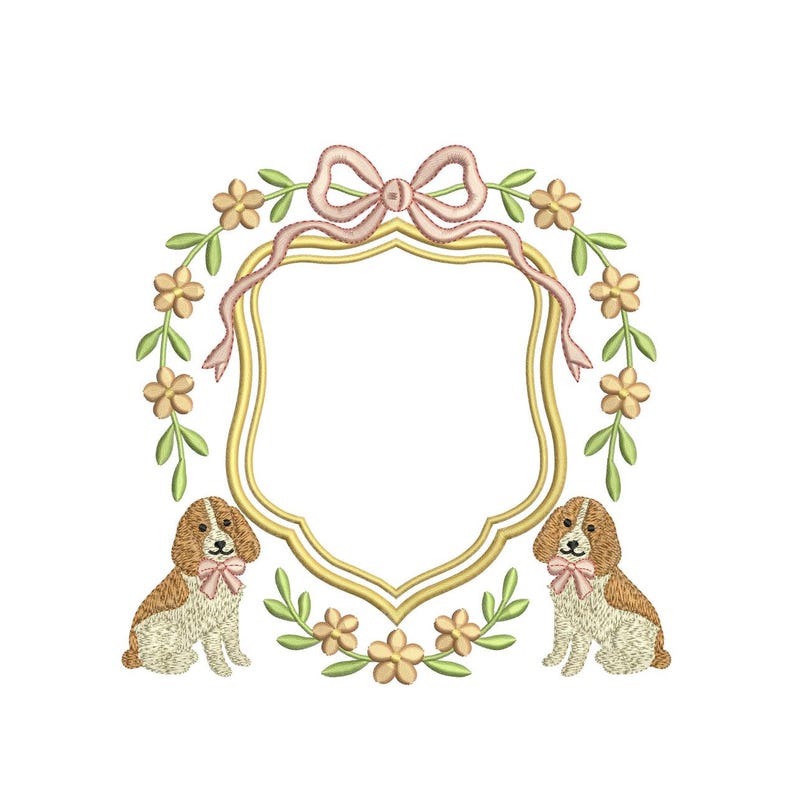 Dog Ribbon Crest Frame Embroidery Design Baby Banner Crest Frame ...