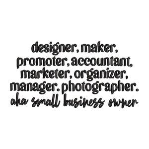 Small Business Owner Embroidery Design: Entrepreneur Gift (Digital Download)