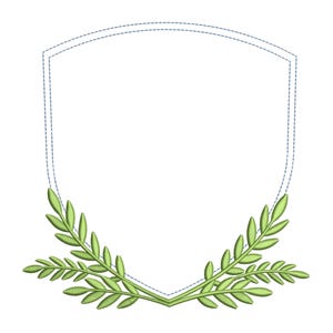 Archivo de bordado con marco de cresta de hoja para percha de puerta de bebé, archivo DST, archivo PES de cresta de pancarta de bebé, archivo de bordado a máquina con marco de cresta de corona elegante