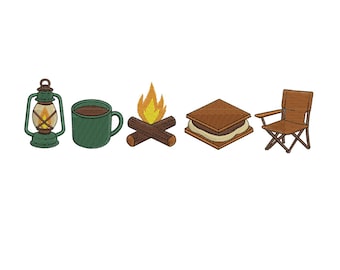 Camping Embroidery Design Kid Camping Icon Machine Embroidery File Campfire S’more DST Camp Fire PES Camping Outdoor Nature Embroidery Icon
