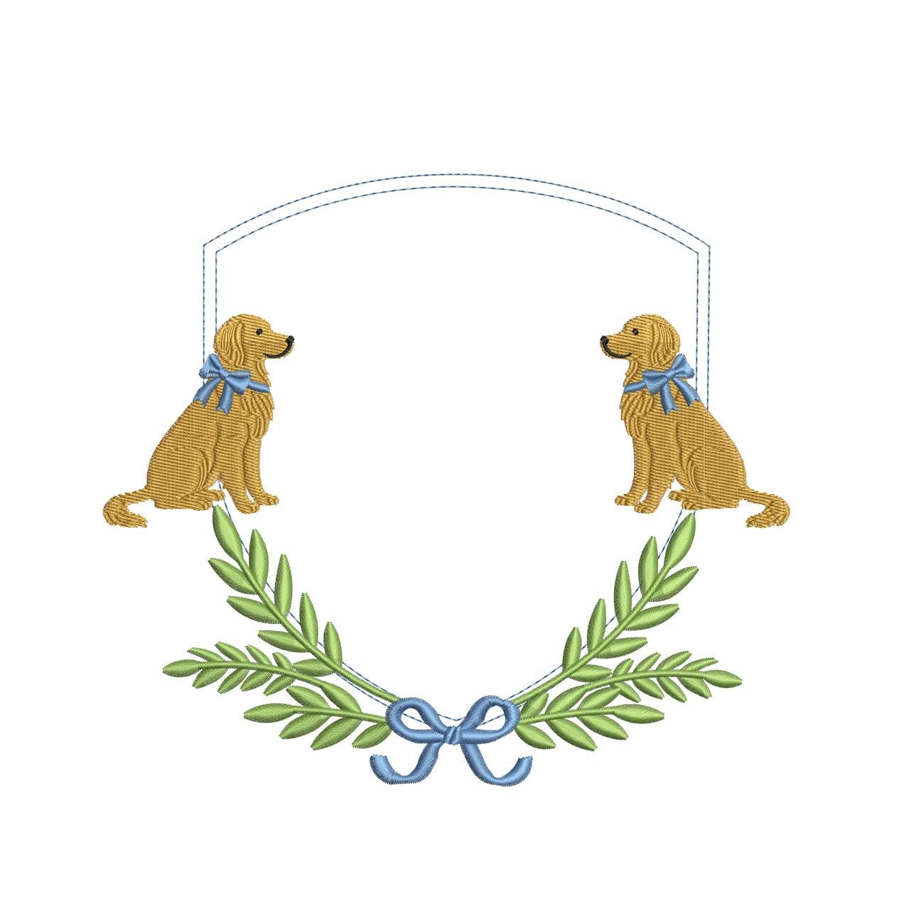Golden Retriever Crest Frame Embroidery Design Baby Banner Crest Frame Embroidery File Baby Frame DST Golden Dog Crest Frame Embroidery PES