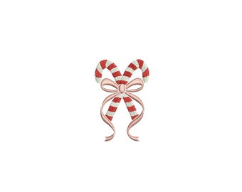 Christmas Embroidery Designs: Christmas Candy and Ribbon Machine Embroidery File Canfdy Cane Embroidery Design