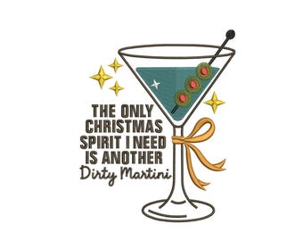 Christmas Embroidery Designs: Dirty Martini Machine Embroidery File Traditional Christmas Drink Embroidery File Christmas Party Design