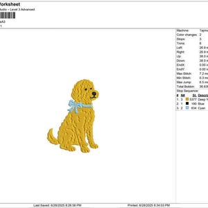 Goldendoodle Embroidery Designs: Curly Golden Doodle Dog Machine Embroidery File Puppy with Bow Embroidery Design (Digital Download) image 6
