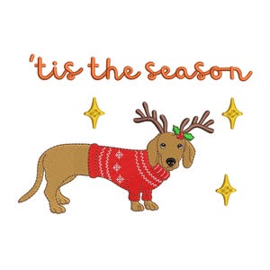 Christmas Dachshund Dog Embroidery File PES Dachshund Mom Machine Embroidery File Christmas Gift EXP Dog Love Embroidery Cute Doxie DST File
