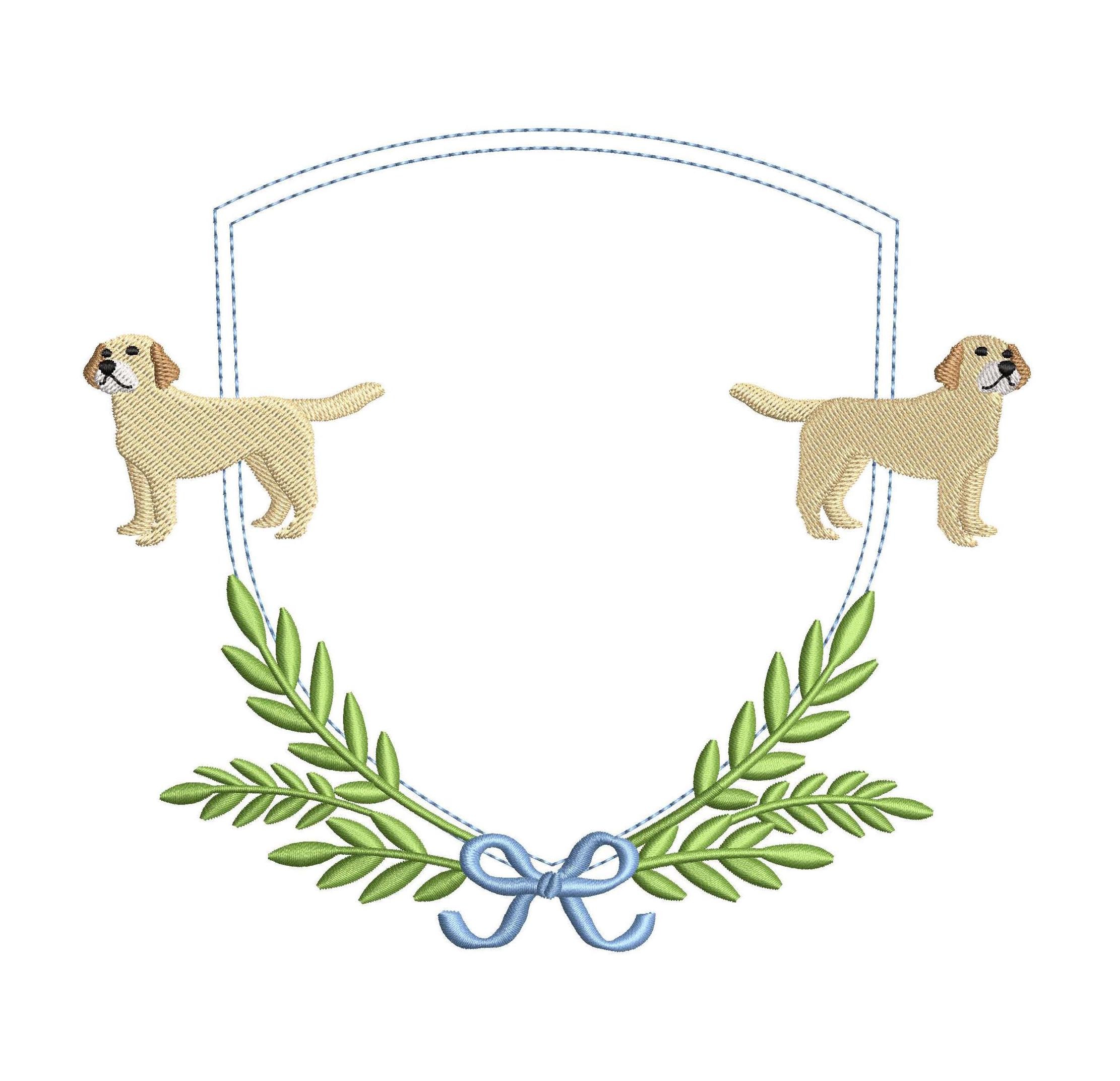 Labrador Retriever Crest Embroidery File Frame DST Lab Dog Mom Embroidery File PES Monogram Baby Door Hanger Frame Crest Embroidery File EXP