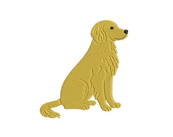ゴールデンレトリバーの子犬 - 機械刺繍デザイン - 3サイズ、座って