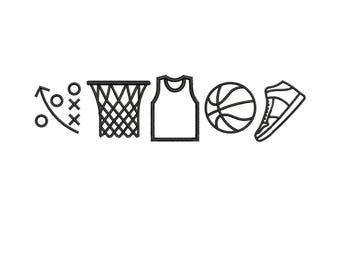 Basketball Outline Embroidery Design Kid Sport Basketball Icon Machine Embroidery File PES Basketball Icon DST Air Jordan EXP Sport Fan Gift