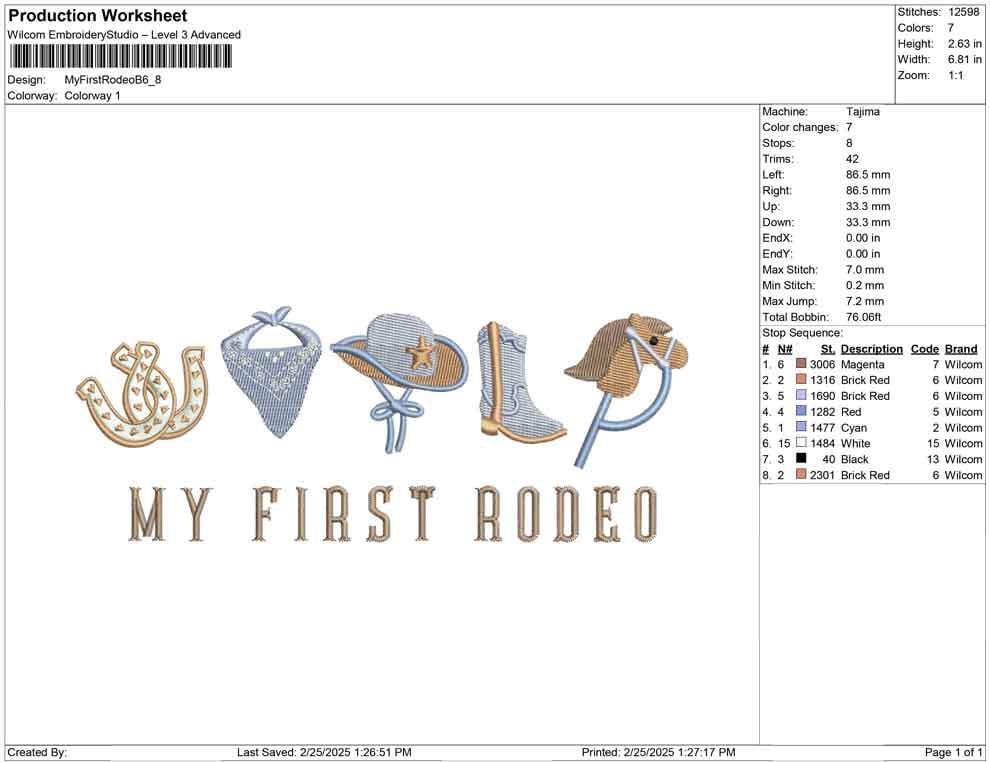 Machine Embroidery Rodeo My First Rodeo Embroidery Design: Western Baby Machine Embroidery File ...