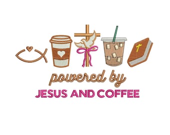 Easter Embroidery Designs: Jesus and Coffee, Cross, Dove, Iced Coffee, and Bible Embroidery Machine File Christian Embroidery Design