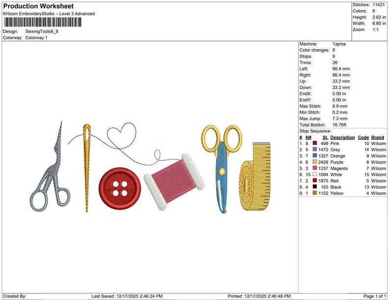 Sewing Tools Embroidery Design: Sewing Icons Scissors, Needle, Button ...