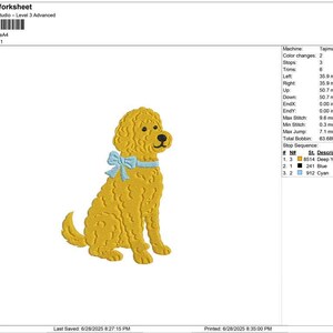 Goldendoodle Embroidery Designs: Curly Golden Doodle Dog Machine Embroidery File Puppy with Bow Embroidery Design (Digital Download) image 8