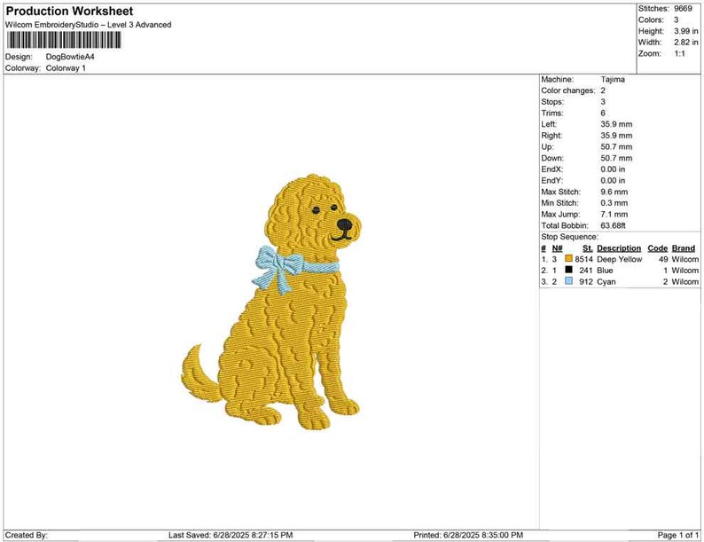 Goldendoodle Embroidery Designs: Curly Golden Doodle Dog Machine Embroidery File Puppy with Bow Embroidery Design (Digital Download) image 8