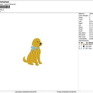 Goldendoodle Embroidery Designs: Curly Golden Doodle Dog Machine Embroidery File Puppy with Bow Embroidery Design (Digital Download) image 5